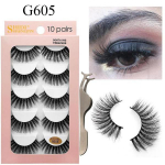 10 paari/komplekt Mink kunstripsmete komplekt Naturaalsed kunstripsmed v&otilde;ltsripsmed Pikad meigid korduvkasutatavad pikendatavad ripsmed ilu jaoks