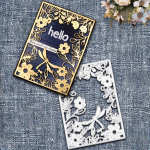 Lilled ja liblika taustaga raam metallist l&otilde;ikevormid &scaron;abloonid stantsitud v&auml;ljal&otilde;igete albumi tegemiseks paberist kaartide reljeef k&auml;sit&ouml;&ouml; dies