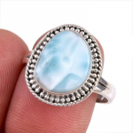 Natural Republic Larimar Gemstone 925 Sterling h&otilde;be ehtes&otilde;rmus suurus 8,5 p0t99