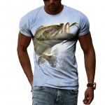Kalastusmuster 3D-printimine T-s&auml;rk Suvine Meeste T&auml;nav lahedad &uuml;mara kaelaga riided vabaaja ilusad hip-hop l&uuml;hikeste varrukatega topid S