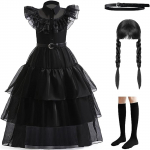 Lapsed Kolmap&auml;ev Addams Kleit Halloweeni Kost&uuml;&uuml;mid Kleit Cosplay Peokost&uuml;&uuml;m 120 must