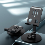 KEYSION metallist alumiiniumist 360&deg; p&ouml;&ouml;ratav tahvelarvuti hoidik Kokkupandav universaalne telefoniklamber, reguleeritav lauaarvuti alus iPadi ja telefoni jaoks must