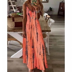 Suvine Y2k triibuline V-kaelusega tr&uuml;kimustriga kleit naistele, vabaaja retro l&otilde;ikega, rannakleit, pikk kleit, naiste mood, elegantne, varrukateta, puhkusel kandmiseks L valge