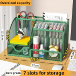 1 kirjutuslaud kirjatarvete organiseerija lauapliiatsihoidja v&otilde;rgust kontoritarvete p&auml;evik 7 sahtlit ja minisahtlit, mitmev&auml;rviline