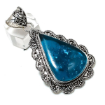 Blue Amber Gemstone Handmade 925 Sterling Silver Jewelry Pendant 2.52 r5z12