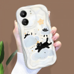 Armas koomiksimustriga kreemja tekstuuriga korpus, lainelise servaga pehme silikoonkaanega telefoni&uuml;mbris Xiaomi Redmi jaoks Redmi Note 12 5G puhas
