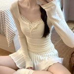 Naiste T-s&auml;rgid, lillelised, v&otilde;lts, kaks t&uuml;kki Korea Moodsad Disainitud T&auml;iuslikud Hotsweet Y2k Topid High Street Basic Clothes Fairy S aprikoosi