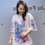 Suvine l&uuml;hikeste varrukatega naiste kivist T-s&auml;rk lahtine Dazzle Dream Butterfly &uuml;markaelus pluss suuruses poolvarrukatega topid One Size valge