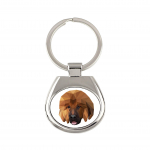 Tibetan Mastiff, Do khyi - geometric keychain with a photo and the inscription Art-Dog
