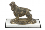 English Cocker Spaniel - dog figurine, statue on white marble, trophy for Art-Dog dog show exhibition