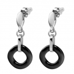 Mustvalged lihtsad keraamilised titaanterasest k&otilde;rvar&otilde;ngad Austria kristalliga, sobivad naistele ja t&uuml;drukutele peole valge