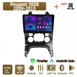 Android Carplay Auto Raadio Peugeot 3008 2009-2015 jaoks Multimeediam&auml;ngija Peaseade Stereo GPS Navigatsioon BT WIFI 2+32GB 2+32GB,A