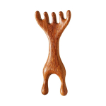 Sandlipuu peamassaažikam Gua Sha Tool Back Scratcher k&auml;eshoitav laia hambakamm lokkis juustele Peanaha masseerija stressi leevendamiseks A