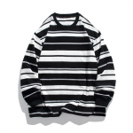 Kevad-s&uuml;gis uus meeste Korea stiilis kontrastne triibuline &uuml;markaelus pikkade varrukatega dressipluus trendikas raskekaaluline puhtast puuvillast mitmek&uuml;lgne topp M