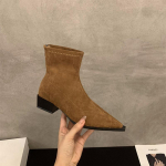 moedisainer Leopard Naiste Pahkluusaapad Mood Terava Ninaga L&uuml;hikesed Saapad Daamide Lakoonilised Ruudukujulised Kontsad Kingad 35 kaamel