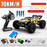 Uus 1:16 maastiku 4x4 kiire 80KM/H harjadeta RC trikiauto LED-tuledega 4WD elektriline kiirusv&otilde;idus&otilde;idu RC monster truck lastele t&auml;iskasvanutele 1 battery oranž