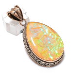 Orange Triplet Opal Gemstone Handmade Copper Jewelry Pendant 2.25 v5d89