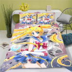 3D Sailor Moon Anime Voodipesukomplekt Tekikott 100% Pol&uuml;ester Sobib Lastele ja T&auml;iskasvanutele 3-osaline Komplekt 1 Tekikott 155x220cm