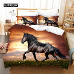 Tekikate Jooksev Hobune Voodipesu Komplekt Loomateemaline Tekikate Pehme Tekk Rohumaa Kuninganna Suurus Kaunistuseks Poiss Teismeline T&auml;iskasvanu Magamistuba 140x200cm 3pcs