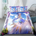 Genshin Impact voodipesu komplekt M&auml;ng 3D Prinditud voodipesu tekk Pehme tekikottide komplektid Kodutekstiil Queen King Size T&uuml;drukule Lastetoa sisustus AU Single 140x210cm