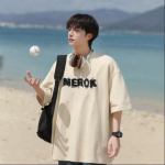 Uus l&uuml;hikeste varrukatega T-s&auml;rk meestele suvel, Korea stiilis trend, lihtne poolvarrukatega topp, Hongkongi stiilis vaba vabaaja br&auml;ndi T-s&auml;rk M must