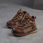 Johnature Erinevad v&auml;rvid Retro paksu talla paeltega l&uuml;hikesed saapad Ehtsast nahast vabaaja naistejalatsid 38 punane