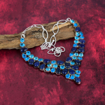 Lapis Lazuli, sinine topaas 925 tahke h&otilde;bedast kaelakee reguleeritava ketiga, k&auml;sitsi valmistatud v&auml;&auml;riskividest kaelakee m&auml;lestusp&auml;evaks Adjustable With 18 Inches sinine