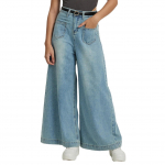 Kauboi naiste riided laiade taskutega, k&otilde;rge v&ouml;&ouml;kohaga ja langevate teksap&uuml;kstega naistele XS helesinine v&auml;rv