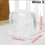 L&auml;bipaistev kosmeetikakott PVC naiste t&otilde;mblukk l&auml;bipaistvad meigikotid ilukohver reisimeigikorraldaja hoiustamine vanni tualett-tarvete pesukott S valge