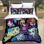 Monster High koomiksitr&uuml;kiga voodipesukomplektid Peen tarvikute komplekt Tekikott Voodikattekomplekt Voodipesukomplekt Luksuslik s&uuml;nnip&auml;evakingitus EU Single 135x200cm