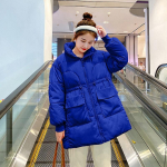 Naiste Korea stiilis Ins keskmise pikkusega talvine uus l&auml;ikiv sulepuuvillane mantel lahtine leivakujuline mantel puuvillaga t&auml;idetud jakk paksenenud mantel M