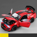 Uus suur 1:18 Ford Mustang GT500 Miniature Alloy Die-cast Metal Sedan Model Desk Desktop Collection Decoration Trend Ornaments Children's Toys punane