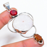 White Solar Quartz Handmade 925 Sterling Silver Gift Jewelry Pendant 3.07 y0b74