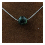 Pierres et Min&eacute;raux. Collier 1 perle Epidote d'Australie 8 mm Chaine en acier inoxydable.