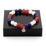 Pierres et Min&eacute;raux. Bracelet Perles Agate Rouge + Pierre de lune + Lapis Lazuli 8 mm. Fabriqu&eacute; en France.