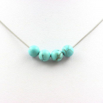 Pierres et Min&eacute;raux. Collier perles Howlite Turquoise 8 mm. Chaine en acier inoxydable. Collier femmes, hommes. Taille personnalisa