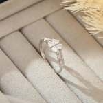 Banyanipuu 925 h&otilde;be Metsa Okas Ristik Sirkon Naiste &Otilde;nner&otilde;ngas RS1042, Adjustable opening valge kulla v&auml;rv