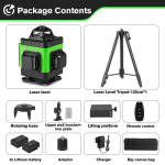 HGLINE 16 rida 4D 360&deg; rist lasertaseme v&otilde;imsusn&auml;idik horisontaalne vertikaalne nivelleerimismasin k&otilde;rge professionaalne lasertaseme t&ouml;&ouml;riist 150cm Tripod Set