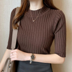 Mood Uus Slim Fit Kootud L&uuml;hikeste Varrukatega Kampsun S&auml;rgid Naised Suvised Topid &Uuml;mara Kaelusega Vabaaja P&otilde;hipluusid Naised Magus &Otilde;huke &Uuml;hev&auml;rviline Naiste S&auml;rk 26303 One Size valge