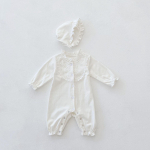 2024. aasta kevad/s&uuml;gis pitskraega pikkade varrukatega kombinesoon vasts&uuml;ndinud t&uuml;drukutele 66 cm elevandiluuvalge