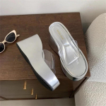 Suvised tursked naiste sussid Moodsad PVC l&auml;bipaistvad platvormid, kontsad, slaidid, naiste vabaaja rannajalatsid 35 h&otilde;be