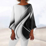 Naiste s&auml;rgipluus Graafiline liblikas as&uuml;mmeetrilise tr&uuml;kiga pikkade varrukatega vabaaja igap&auml;evane &Uuml;markaelusega T-s&auml;rk top XXL must