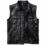 Hiina suuruses ehtsast veisenahast Harley mootorrattavestid ehtsast lehma nahast jakk Varrukateta must Moto Biker vestid Slim Fit Club s&otilde;iduvedru XL