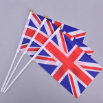 10 tk k&auml;eshoitav Wave Union Jack Flag Party Celebration Suurbritannia &Uuml;hendkuningriigi b&auml;nner + poolus 14*21cm