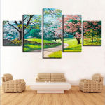 5 t&uuml;kki HD-prindid Dekoratsioon Sein Modulaarne l&otilde;uend Maalimine Rohelised Puud Lilled Rohutee Kevad loodusmaastik Pilt Plakat Kunst Ilma raamita 20x35cm*2 20x45cm*2 20x55cm*1