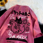 Naiste T-s&auml;rk Vintage suvine Harajuku Kawaii Cat Print L&uuml;hikeste varrukatega T-s&auml;rgid Paar T&auml;navar&otilde;ivad Lahtised riided Puuvillased topid XS