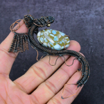 Copper Larimar Handmade Copper Wire Wrap Dragon Gift Jewelry Pendant 4.53 d2w18