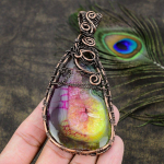 Rainbow Solar Quartz Copper Wire Wrap Jewelry Pendant 4.26 p4c68