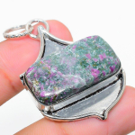 Ruby in Fuchsite Gemstone Handmade 925 Sterling Silver Jewelry Pendant 1.97 V4H51