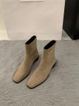 Uus Mood Naiste Pahkluusaapad Talvised Suede Nahast K&otilde;rge Kontsaga Kevad S&uuml;gis Luksuslik Suede Terava Ninaga Kingad Plokk Keskmise Kontsaga Saapad 37 aprikoosi